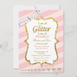 inbjudningskorten Rosa och guld Glitter och Pearls Inbjudningar
