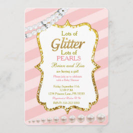 inbjudningskorten Rosa och guld Glitter och Pearls Inbjudningar