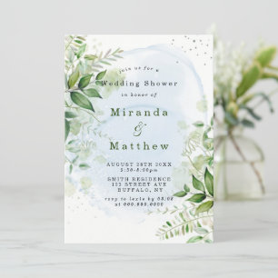 Inbjudningskorten Rustic Greenery Dusty Blue Par S