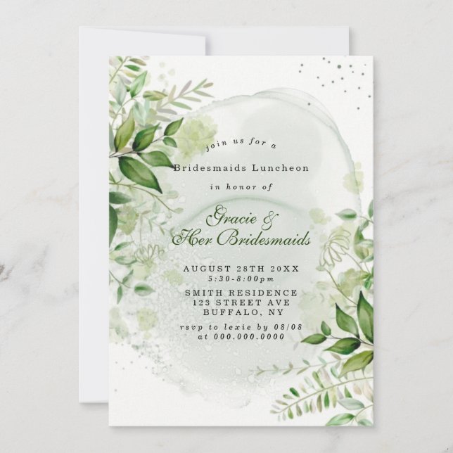 Inbjudningskorten Rustic Grey White Bridesmaids Lu (Framsida)