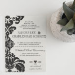 Inbjudningskorten Rustic Luxe Vintage Black Damask Inbjudningar<br><div class="desc">Vintage Black Blommigt Elegant Rustic English Cottagecore Aesthetic Vintage Modern Damask Wedding Die cut Investigations</div>