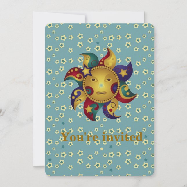 Inbjudningskorten sol Måne Stars Party Inbjudningar (Framsida)