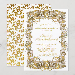 Inbjudningskorten White Guld Ornament Bridesmaids