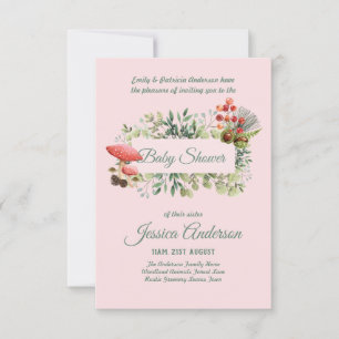 Inbjudningskorten Woodland Flora och Fauna BABY SH