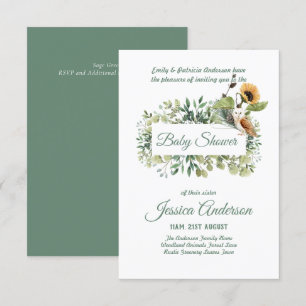 Inbjudningskorten Woodland Flora och Fauna BABY SH