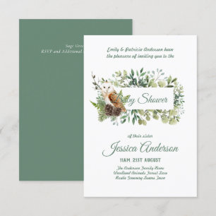 Inbjudningskorten Woodland Flora och Fauna BABY SH