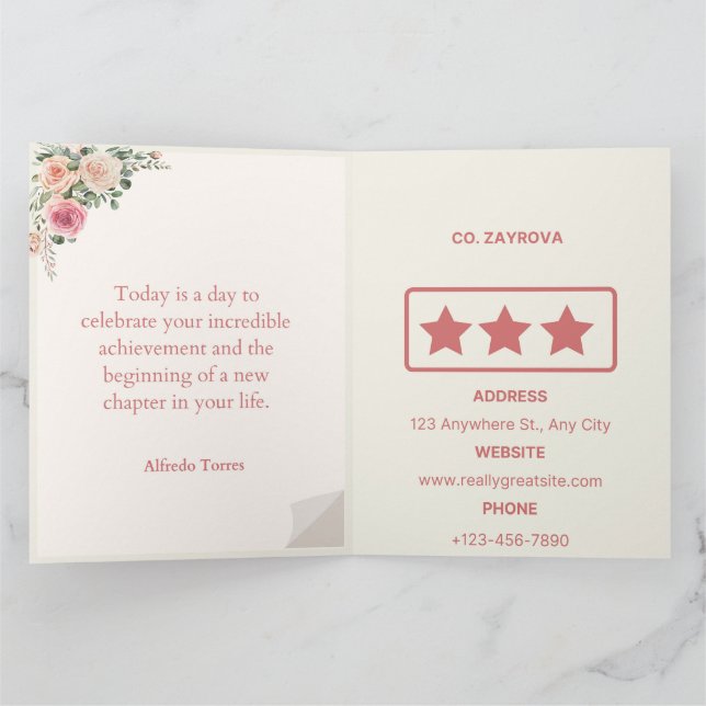 Inbjudningskortmall för Studenten i elegant Kort (Inuti)