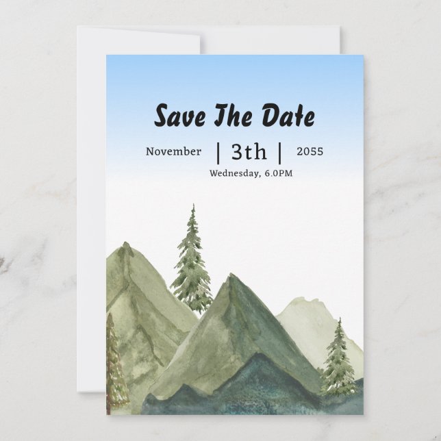 Inbjudningskortvektor för vinterbröllop i sjö inbjudningar (Baksida)