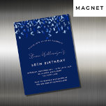 Inbjudningsmagnet för blåkonfetti manar<br><div class="desc">En modern,  elegant och inbjudande magnet. En marin blå bakgrund dekorerad med blå konetti. Anpassa och lägg till namn och detaljer. Vit text.</div>