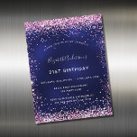 Inbjudningsmagnet för blått rosa i födelsedagsfest<br><div class="desc">En modern,  snyggt och glamorös inbjudningsmagnet för en 21:a (eller vilken ålder som helst) födelsedagsfest. En marin blå bakgrund,  dekorerad med rosa konetti. Den blå färg är ojämn. Anpassa och lägg till ditt namn och information om party.</div>