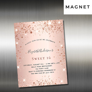 Inbjudningsmagnet för glitter i ro vid födelsedag