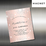 Inbjudningsmagnet för  silver i ro vid födelsedage<br><div class="desc">En modern,  snyggt och glamorös magnet-inbjudan till en 21:a (eller någon annan ålder) födelsedagsfest. En bakgrund i ro guld med faux silver glitter,  gnistor. Namn är skrivet med ett modernt handskript i stil. Anpassa och lägg till information om party.</div>