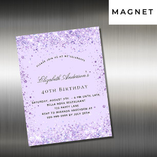 Inbjudningsmagnet från Birthday violender glitter