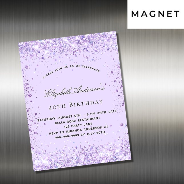 Inbjudningsmagnet från Birthday violender glitter (Skapare uppladdad)