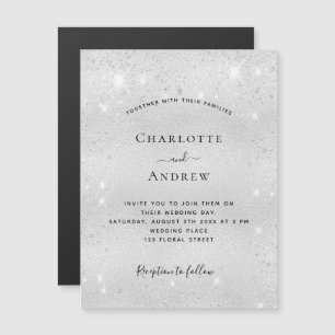 Inbjudningsmagnet silver glitter elegant bröllop