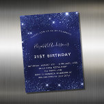 Inbjudningsmagneten för marin blå glitter-födelsed<br><div class="desc">En modern,  snyggt och glamorös inbjudningsmagnet för en 21:a (eller vilken ålder som helst) födelsedagsfest. En marin blå bakgrund,  dekorerad med faux glitter damm. Den blå färg är ojämn. Anpassa och lägg till ditt namn och information om party.</div>