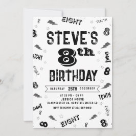 Inbjudningsmall för åttonde Födelsedagsfestens num Inbjudningar