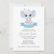 Inbjudningsmall för baby Elelphant Baby Shower.