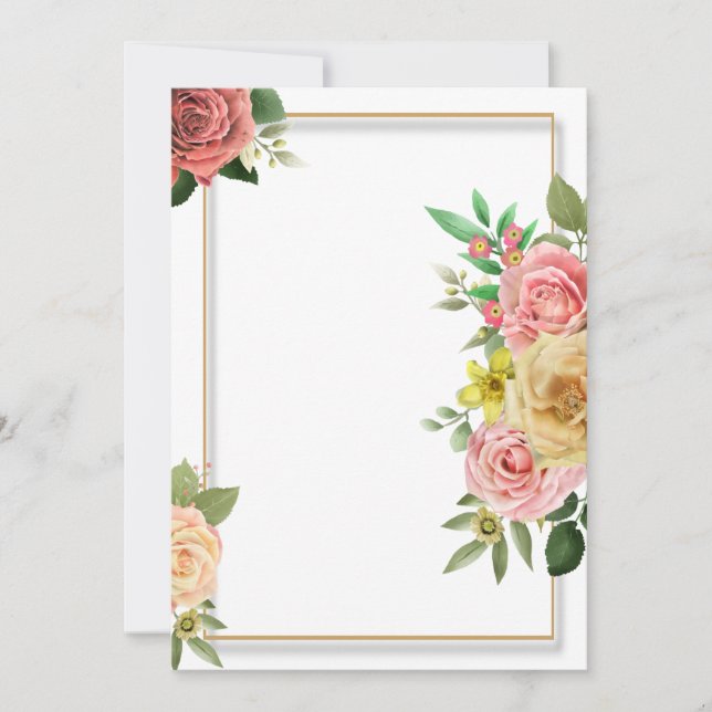 Inbjudningsmall för färgfull blommigt för bröllops inbjudningar (Framsida)