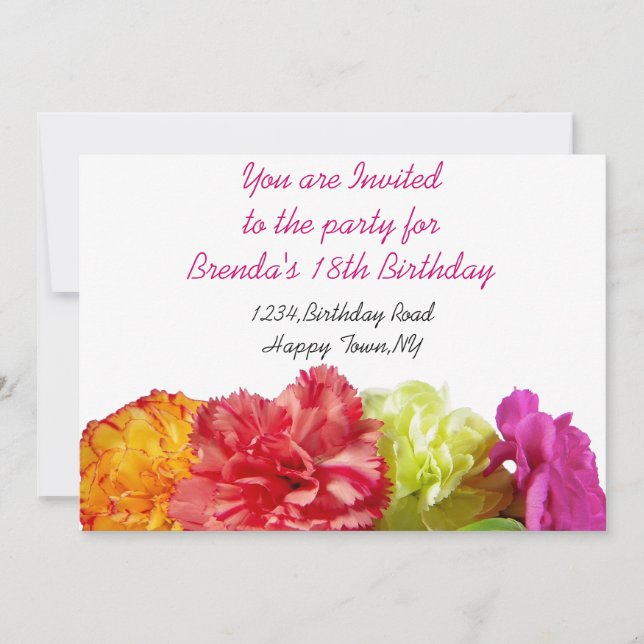 Inbjudningsmall för nejlikor inbjudningar (Framsida)