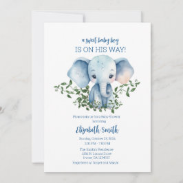 Inbjudningsmall för pojkbabyskor Elephant Inbjudningar