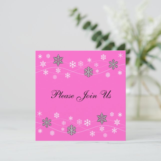 Inbjudningsmall för snyggt svart Snöflingor Inbjudningar (Stående Fram)