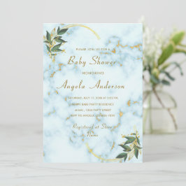 Inbjudningsmall för vit babyvy för guld