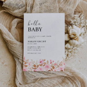 Inbjudningsmall för Wildblomme Oh Baby Shower Inbjudningar