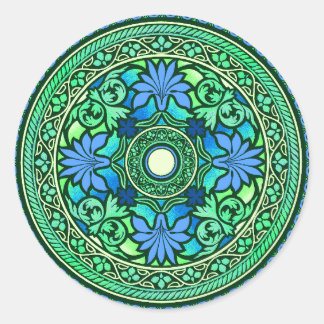 Inbjudningsmärke för Blue & Aqua Disk indisk bröll Runt Klistermärke