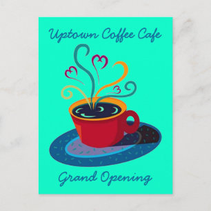 INBJUDSGRAND FÖR ÖPPNANDE AV KOFFEE SHOP CAFE POST INBJUDAN VYKORT