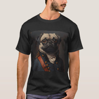 Inbördeskrig Pug - Söt Militär Befälhavare Pug - S T Shirt