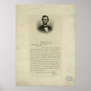 Inbördeskrigbrev från Abraham Lincoln till Fru Poster