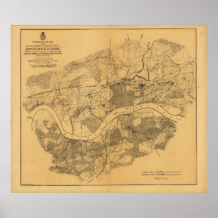 InbördeskrigKnoxville Tennessee karta (1864) Poster