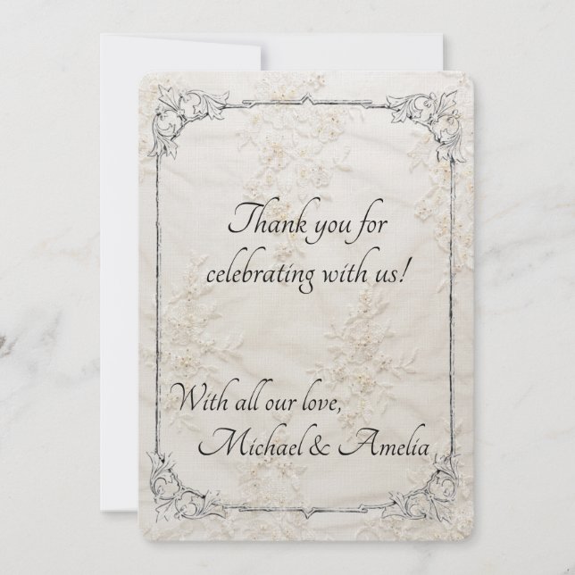 Inbroderat Snöre Bröllop-tackkort Tack Kort (Framsida)