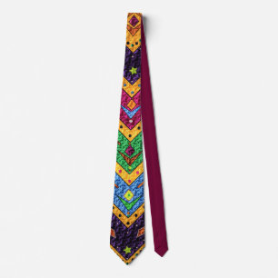Inbyggd Abstrakt i Mexiko Färgfylld Zig Zag-design Slips