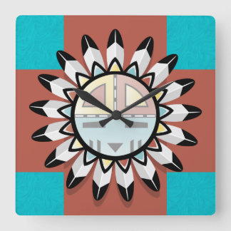 Inbyggd amerikansk Abstrakt Art Hopi-mask Fyrkantig Klocka
