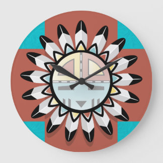 Inbyggd amerikansk Abstrakt Art Hopi Mask Stor Klocka