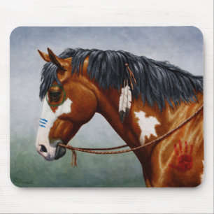 Inbyggd amerikansk Bay Pinto Krig Horse Musmatta