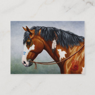 Inbyggd amerikansk Bay Pinto Krig Horse Visitkort
