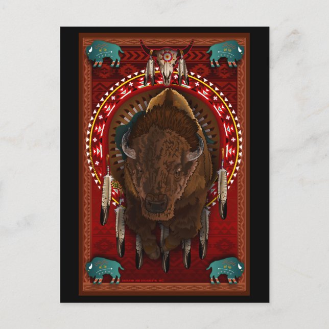 Inbyggd amerikansk Buffalo-design Vykort (Framsida)