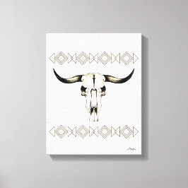 Inbyggd amerikansk Buffalo Skull-blandad mediekons Canvastryck