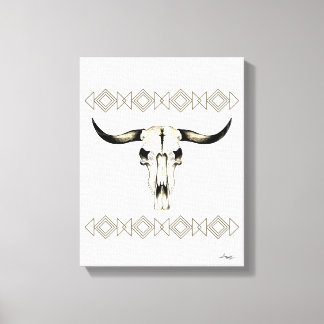 Inbyggd amerikansk Buffalo Skull-blandad mediekons Canvastryck