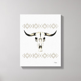 Inbyggd amerikansk Buffalo Skull-blandad mediekons Canvastryck