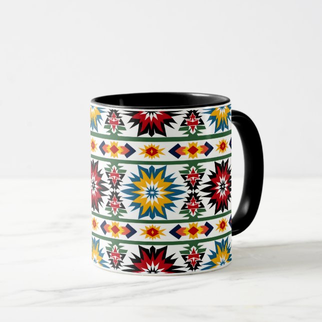 Inbyggd amerikansk design - Vibrant Starburst Möns Mugg (Framsida höger)