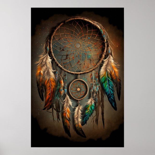 Inbyggd amerikansk Dreamcatcher Art-utskrift Poste Poster (Framsidan)