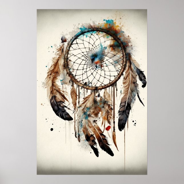 Inbyggd amerikansk Dreamcatcher Art-utskrift Poste Poster (Framsidan)