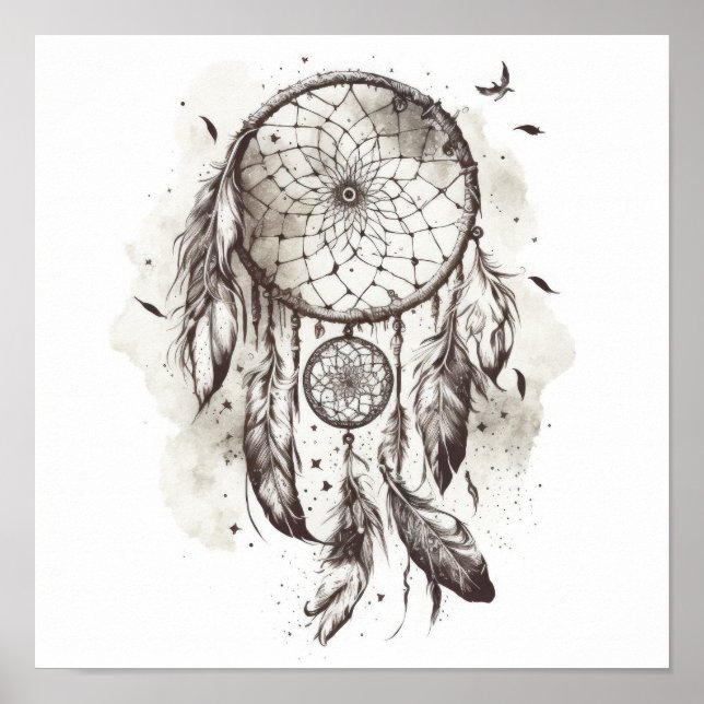 Inbyggd amerikansk Dreamcatcher Art-utskrift Poste Poster (Framsidan)