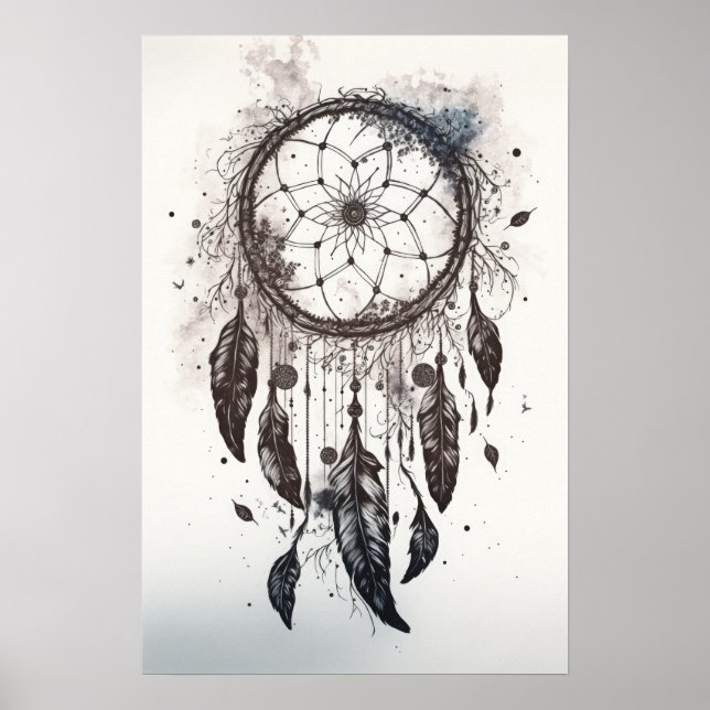 Inbyggd amerikansk Dreamcatcher Art-utskrift Poste Poster (Framsidan)