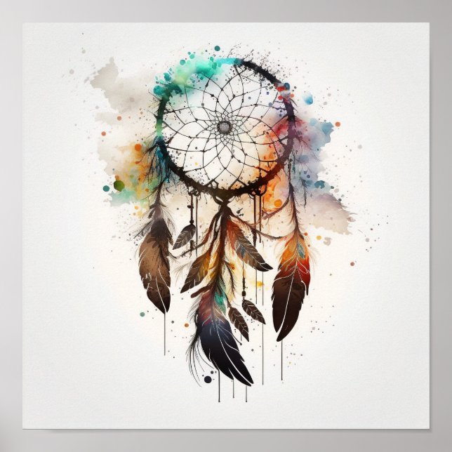 Inbyggd amerikansk Dreamcatcher Art-utskrift Poste Poster (Framsidan)