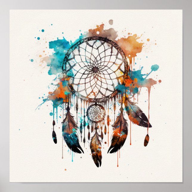 Inbyggd amerikansk Dreamcatcher Art-utskrift Poste Poster (Framsidan)